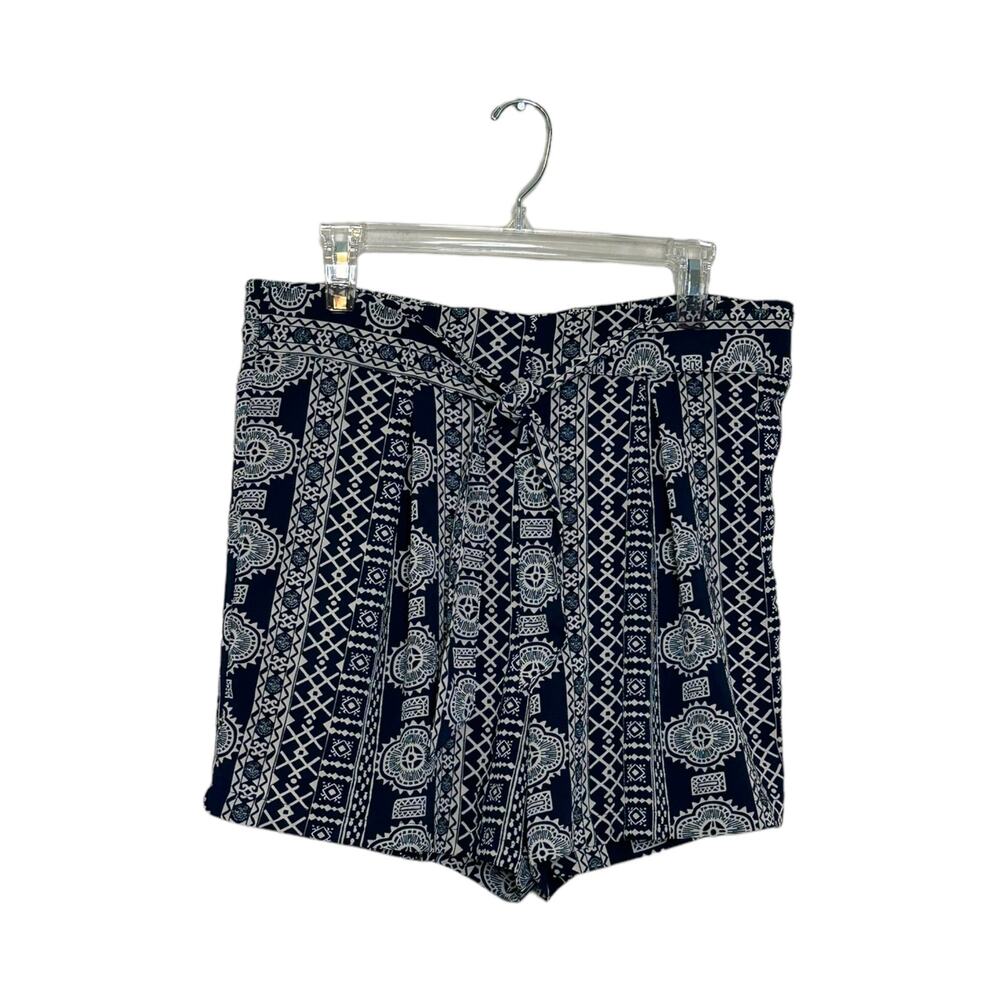 Jacqueline de Yong blue cream paper bag shorts tribal print shorts size 42 - L